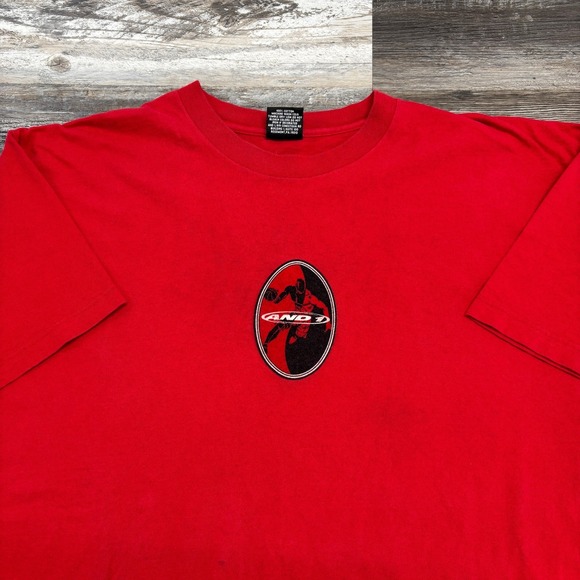 Vintage 90s AND1 Red Mens XXL Streetwear Basketball Brand Logo T-Shirt USA Made‎ - Picture 1 of 8